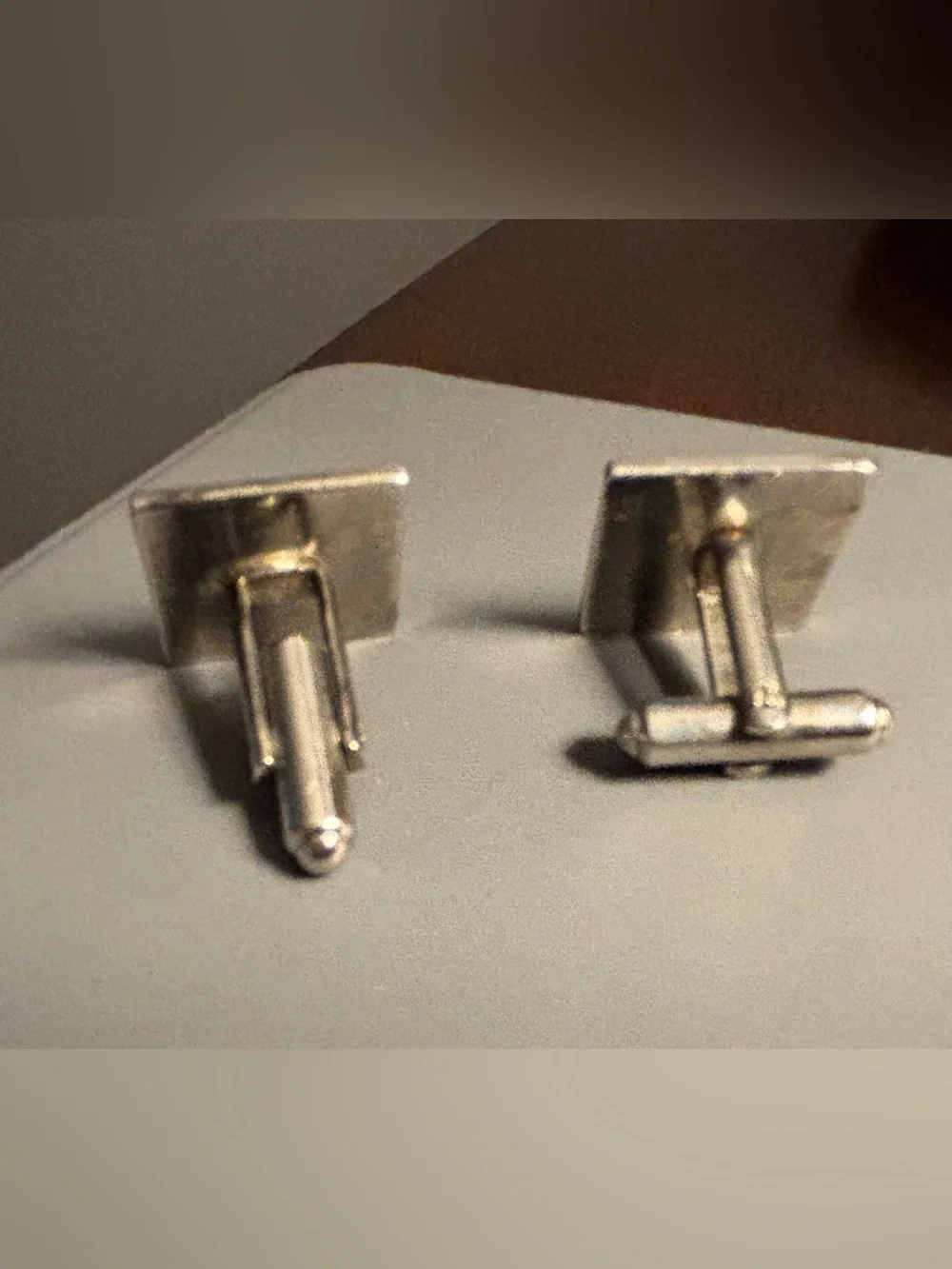Men’s Silver Square Men’s Cufflinks with Diamond Accent